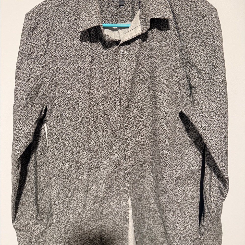 Marc Anthony Black and White Patterned Casual Shirt